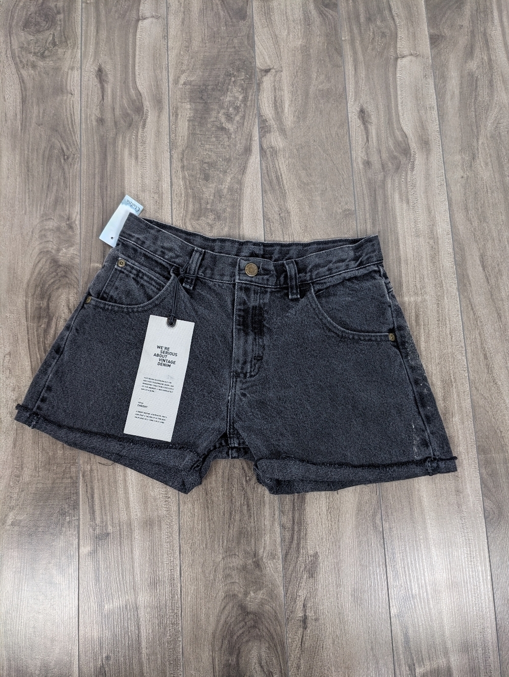 Wrangler Aritzia Black Denim Jean Shorts Cheeky Style Vintage Size XS High Rise